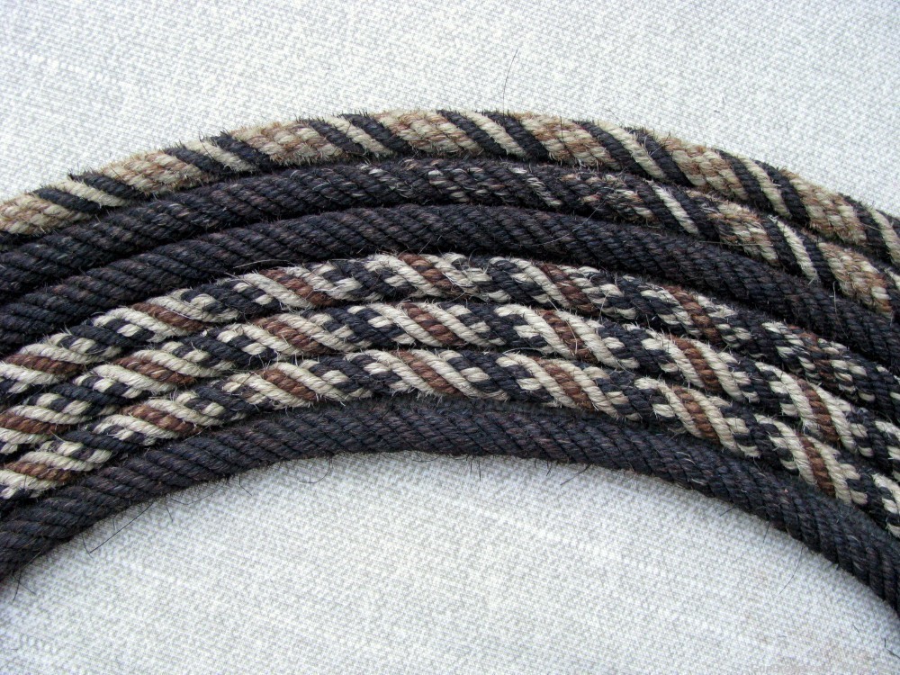RARE & FINE 6 STRAND MULTIPLE COLOR & CANDY STRIPE 1800s HORSEHAIR REATA -img-17
