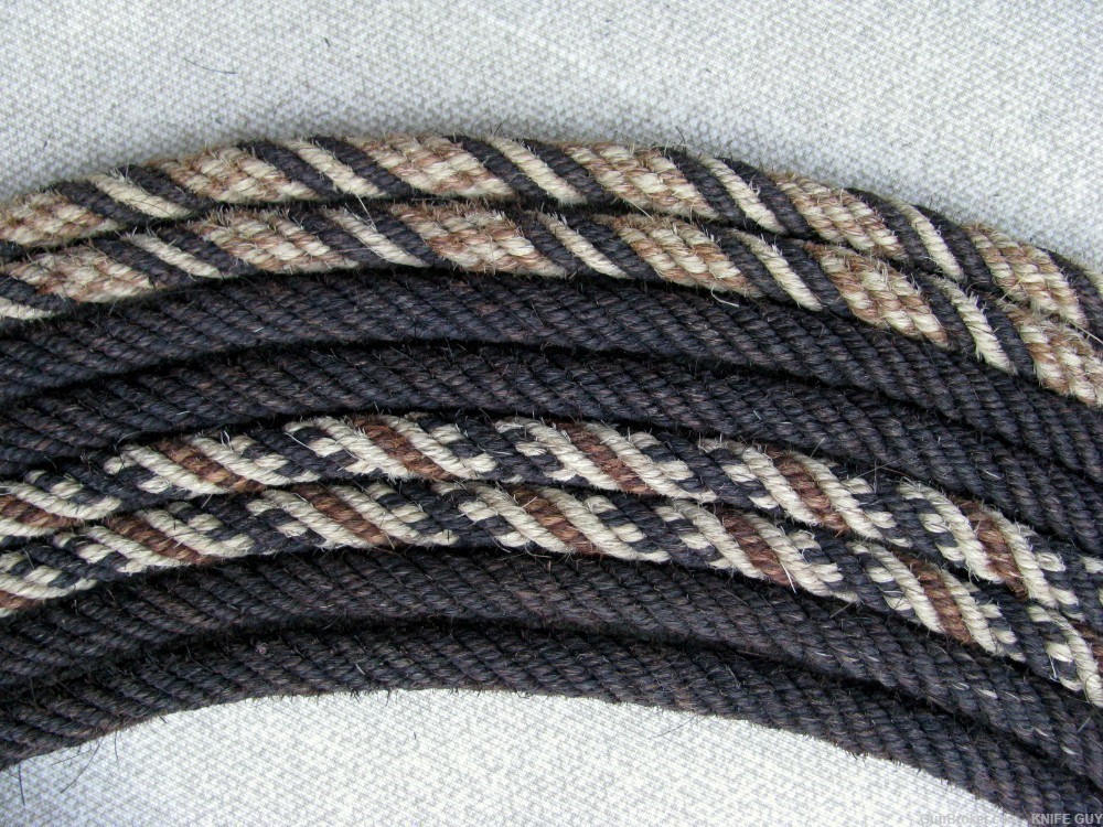 RARE & FINE 6 STRAND MULTIPLE COLOR & CANDY STRIPE 1800s HORSEHAIR REATA -img-1