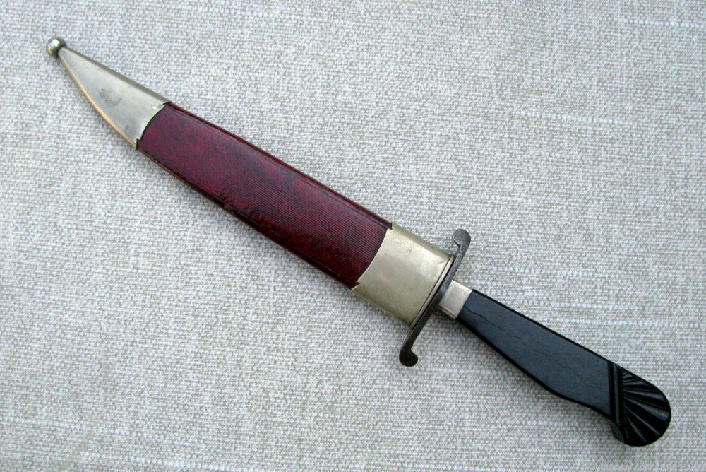 MINTY ETCHED CLIP BLADE CARVED EBONY HILT FANCY SHEATH BOWIE c.1840's-60's-img-16