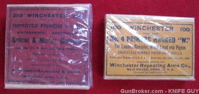 SALE! 2 WINCHESTER ANTIQUE UNOPENED PRIMER BOXES-img-1