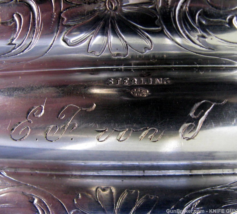 ANTIQUE AMERICAN STERLING GOLD WASHED ENGRAVED CIGAR CASE  MINT CONDITION-img-5