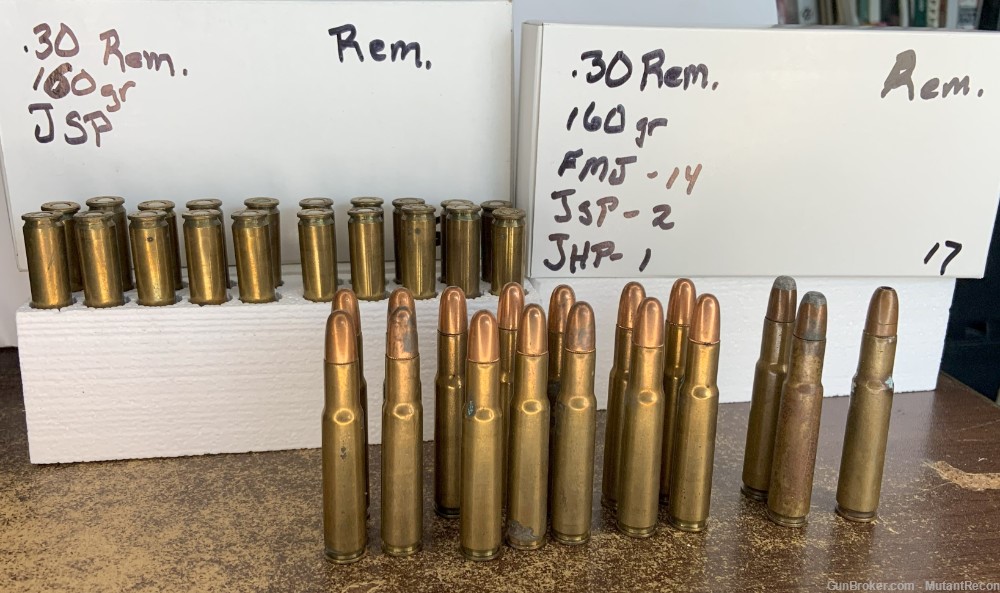Remington .30 Rem. , 160gr. JSP & FMJ & JHP , 37rds. Ammo sale-img-2