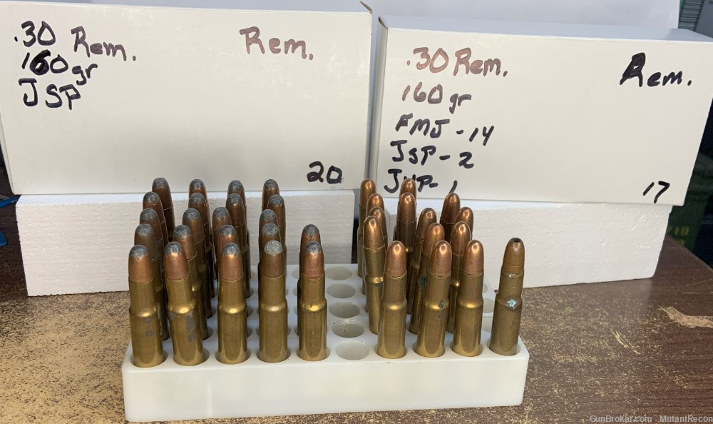 Remington .30 Rem. , 160gr. JSP & FMJ & JHP , 37rds. Ammo sale-img-0