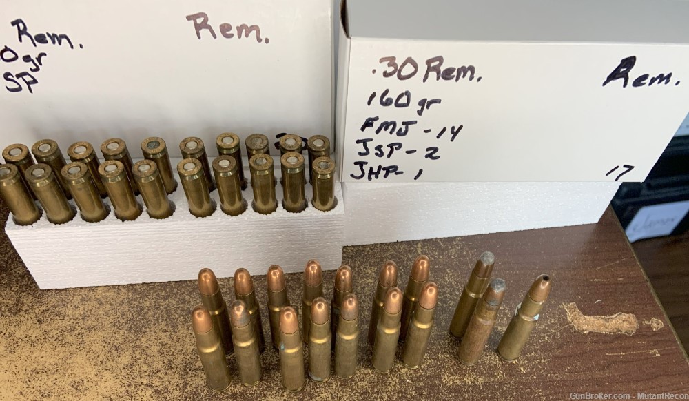 Remington .30 Rem. , 160gr. JSP & FMJ & JHP , 37rds. Ammo sale-img-3