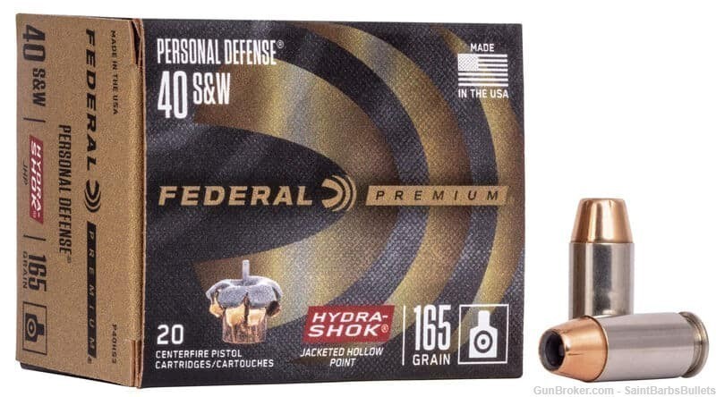 Federal Personal Defense Hydra-Shok .40 S&W 165gr JHP - 20 Rounds-img-0