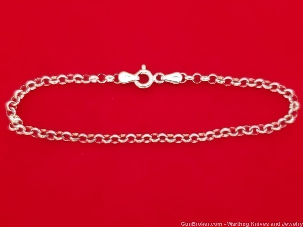 925 Sterling Silver Rollo Chain Bracelet. 7" L. SS65. *REDUCED*-img-0