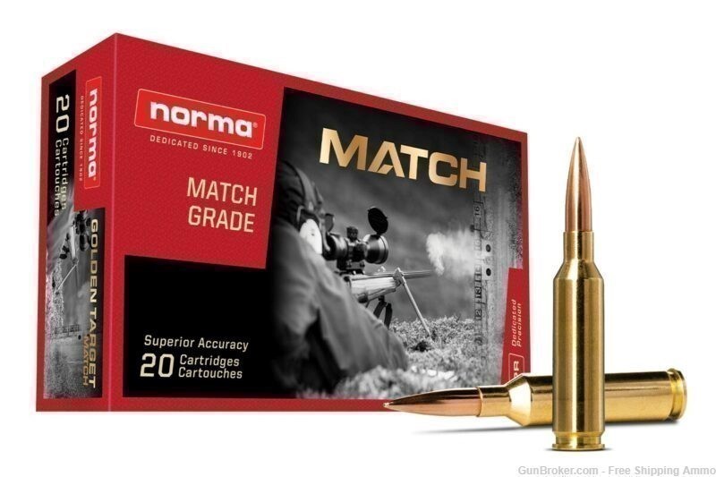 Free Ship!  200rd Norma Golden Target 6mm Creedmoor 107gr BTHP Match Ammo -img-0
