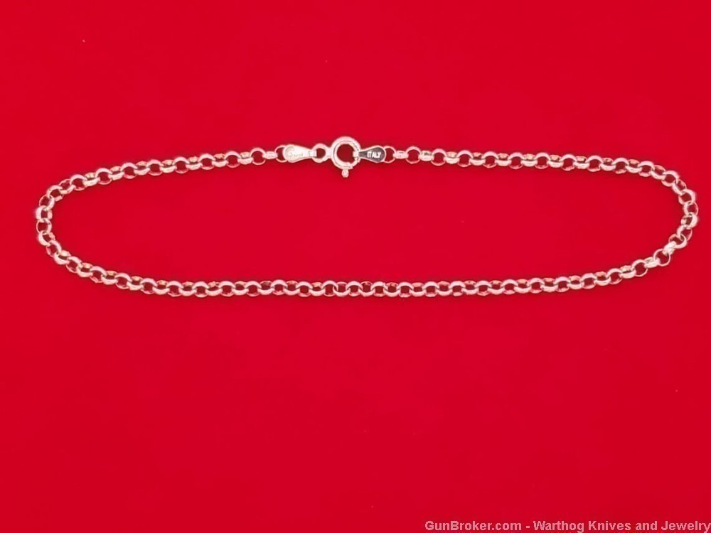 925 Sterling Silver Rhodium Plated Chain ANKLE BRACELET. 10"L.S66.*REDUCED*-img-0