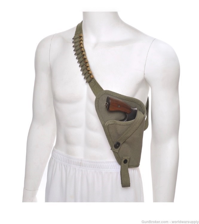US M3 Victory Revolver Canvas Shoulder Holster with Loops OD -img-0