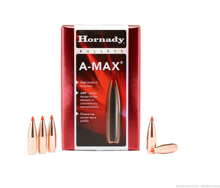 HORNADY 30 CAL .308 155 gr Polymer Tipped A-MAX Bullets (3 Boxes of 100) -img-1