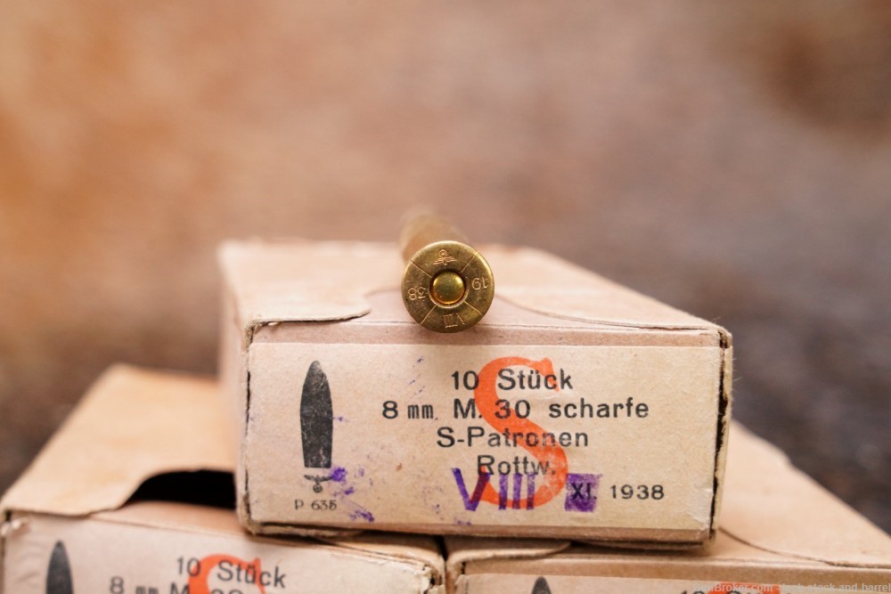 30x 8x56R Vintage Ammunition German 1938 on Clips FMJ Magnetic Bullets-img-5