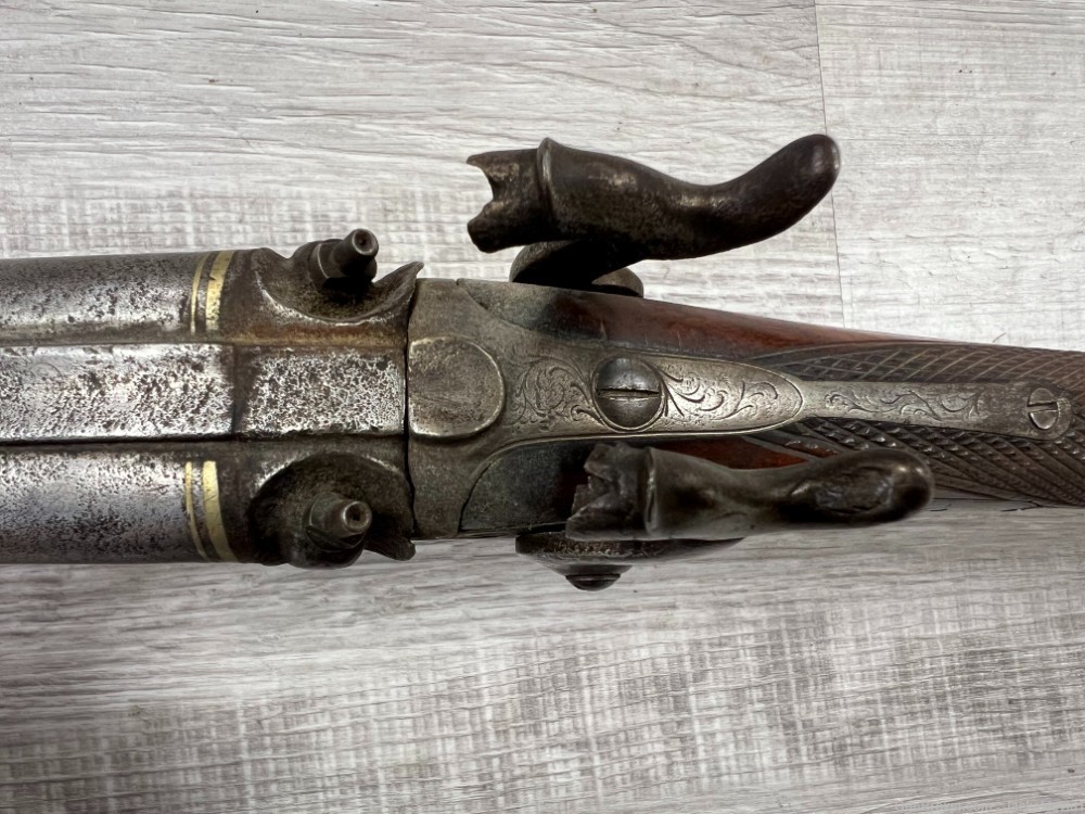 Mid 1800's Antique Spang & Wallace Hammer Percussion Cap SxS Shotgun-img-32
