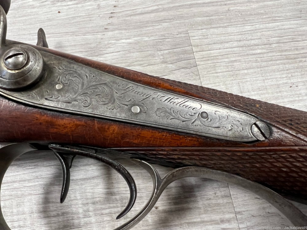 Mid 1800's Antique Spang & Wallace Hammer Percussion Cap SxS Shotgun-img-21