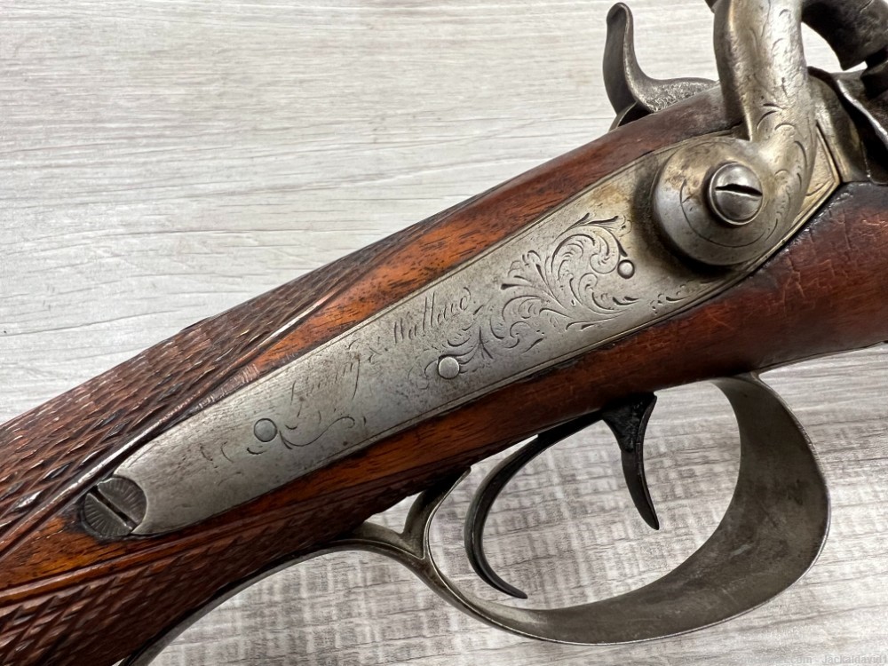 Mid 1800's Antique Spang & Wallace Hammer Percussion Cap SxS Shotgun-img-9
