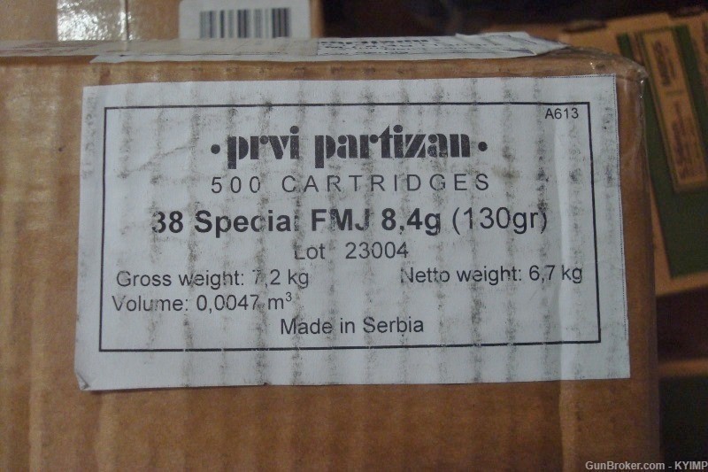 500 Prvi Partizan 38 Special 130 grain FMJ NEW PPU Commercial ammunition-img-4