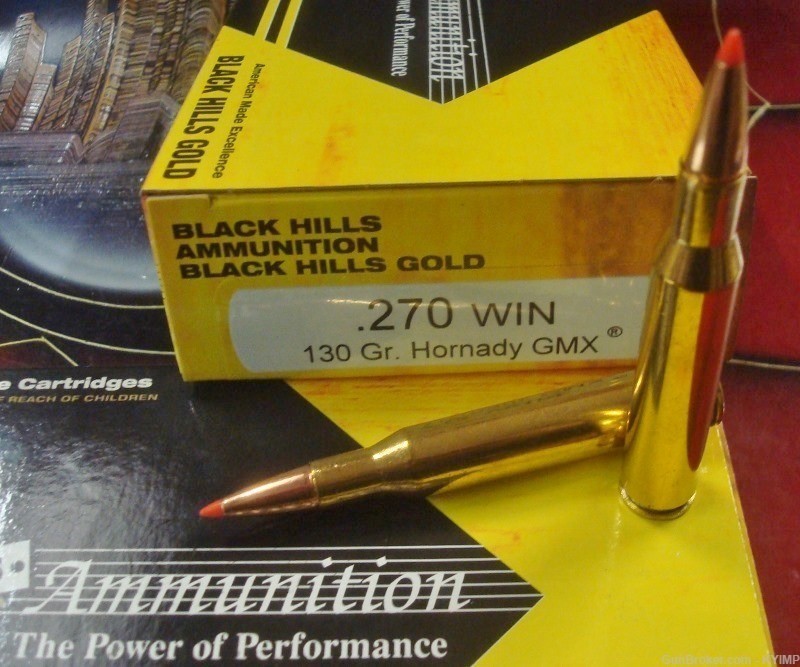 40 BLACK HILLS .270 WIN 130 grain GMX NEW brass cased GOLD ammunition-img-0