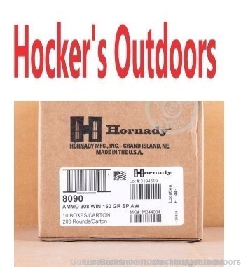 200 Rounds Hornady American Whitetail .308 Win 150gr SP 8090-img-0