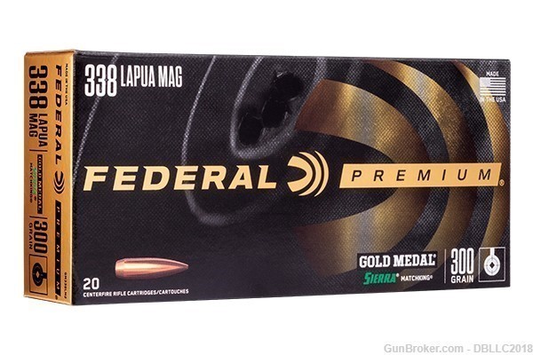 20 ROUNDS FEDERAL 338 LAPUA MAG AMMO GM338LM2 338LAP FEDERAL-img-0