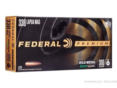 20 ROUNDS FEDERAL 338 LAPUA MAG AMMO GM338LM2 338LAP FEDERAL