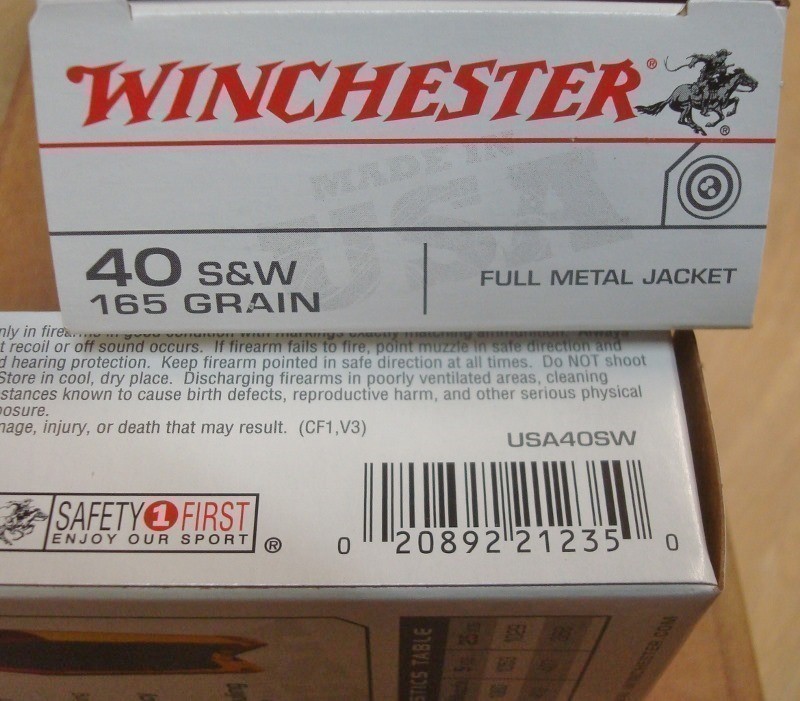 500 Winchester .40 s&w 165 gr FMJ brass USA40SW new ammo-img-3