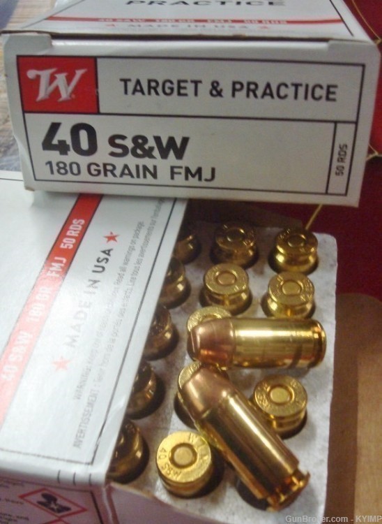 500 Winchester .40 s&w 180 gr FMJ brass new ammunition # Q4238-img-0
