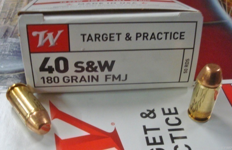 500 Winchester .40 s&w 180 gr FMJ brass new ammunition # Q4238-img-1