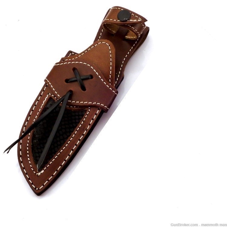 Skinner 256 layer folded steel HIgh carbon with Custom leather sheath-img-2