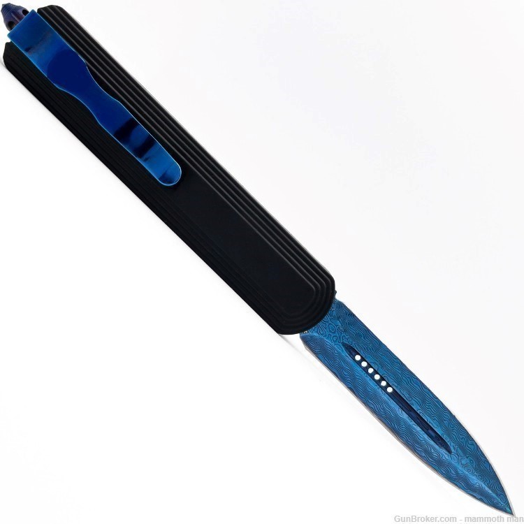 Blue Damascus Dagger OTF knife-img-0