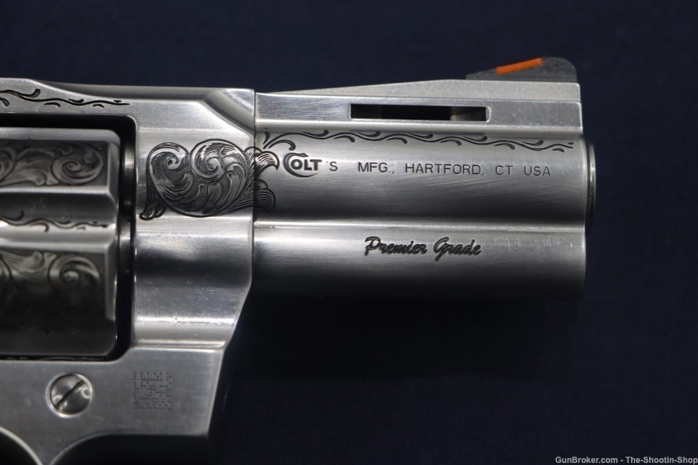 Colt Model Python Revolver Premier Grade ENGRAVED 357 Mag 3" Stag Grips SS-img-1