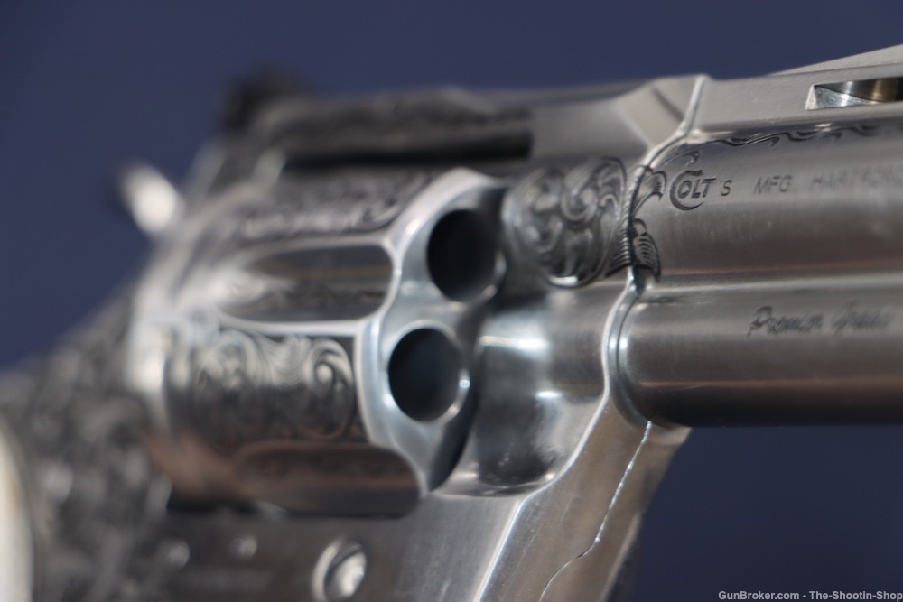 Colt Model Python Revolver Premier Grade ENGRAVED 357 Mag 3" Stag Grips SS-img-44