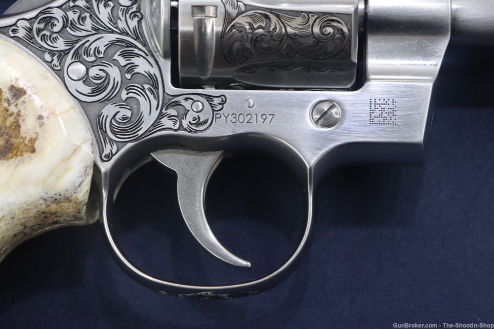Colt Model Python Revolver Premier Grade ENGRAVED 357 Mag 3" Stag Grips SS-img-4
