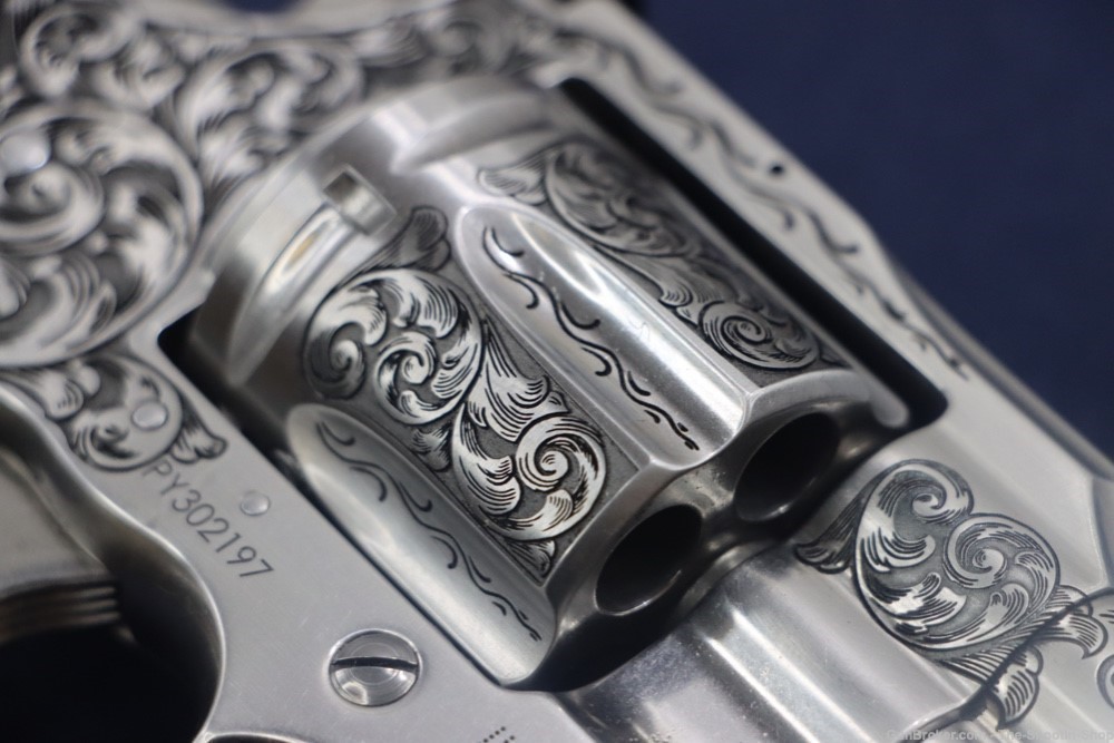 Colt Model Python Revolver Premier Grade ENGRAVED 357 Mag 3" Stag Grips SS-img-28