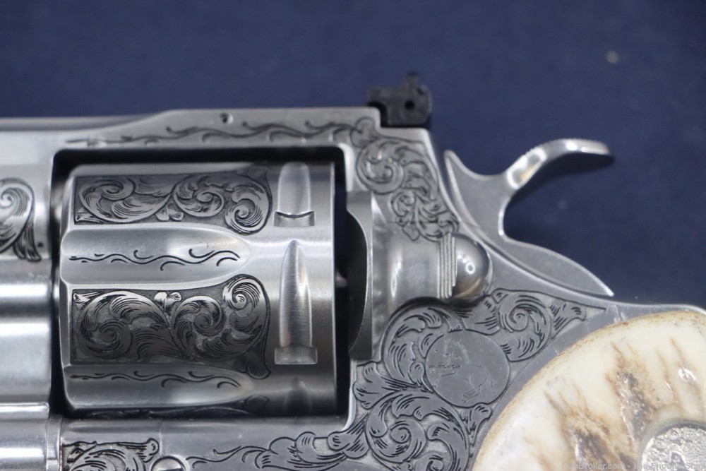 Colt Model Python Revolver Premier Grade ENGRAVED 357 Mag 3" Stag Grips SS-img-10