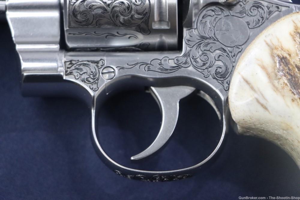 Colt Model Python Revolver Premier Grade ENGRAVED 357 Mag 3" Stag Grips SS-img-11