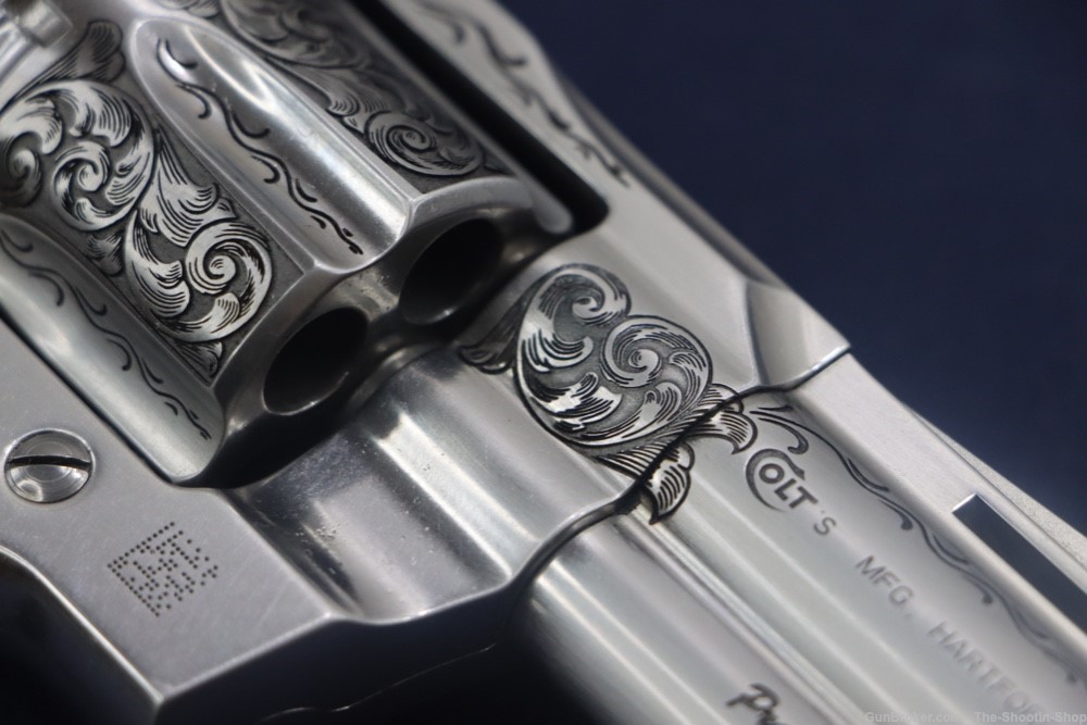 Colt Model Python Revolver Premier Grade ENGRAVED 357 Mag 3" Stag Grips SS-img-27