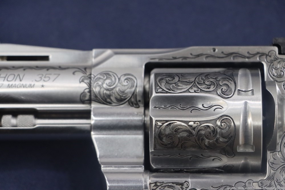 Colt Model Python Revolver Premier Grade ENGRAVED 357 Mag 3" Stag Grips SS-img-9