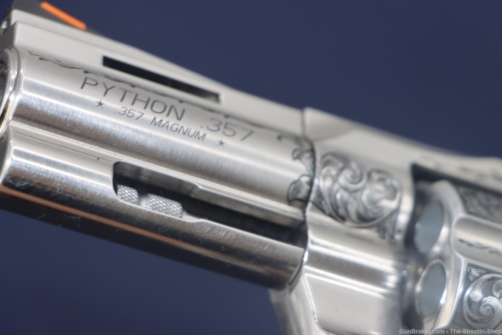 Colt Model Python Revolver Premier Grade ENGRAVED 357 Mag 3" Stag Grips SS-img-49