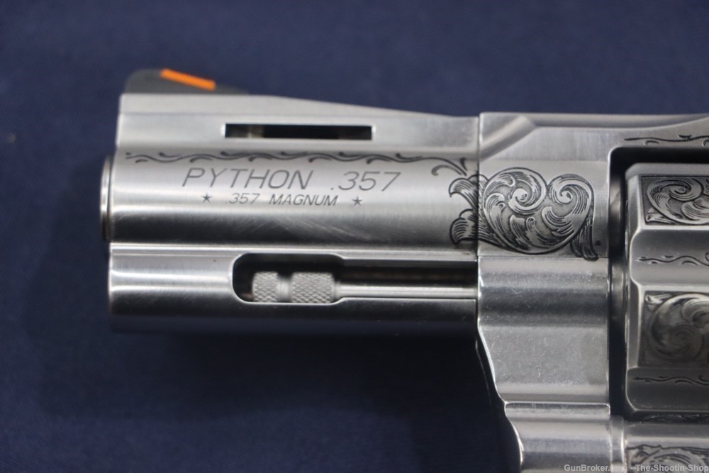 Colt Model Python Revolver Premier Grade ENGRAVED 357 Mag 3" Stag Grips SS-img-8