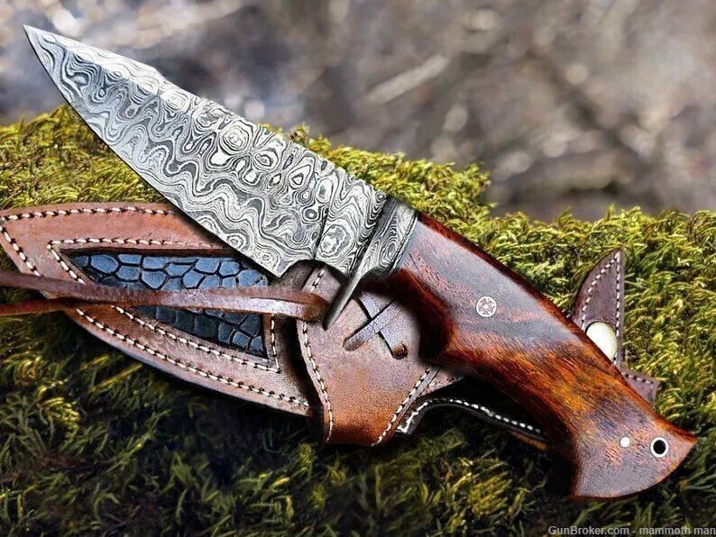 Bowie knife Damascus steel with Custom sheath-img-2