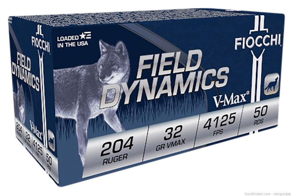 250 Rounds Fiocchi Field Dynamics .204 Ruger Ammo 32 Gr V-Max ! 204HVA-img-0