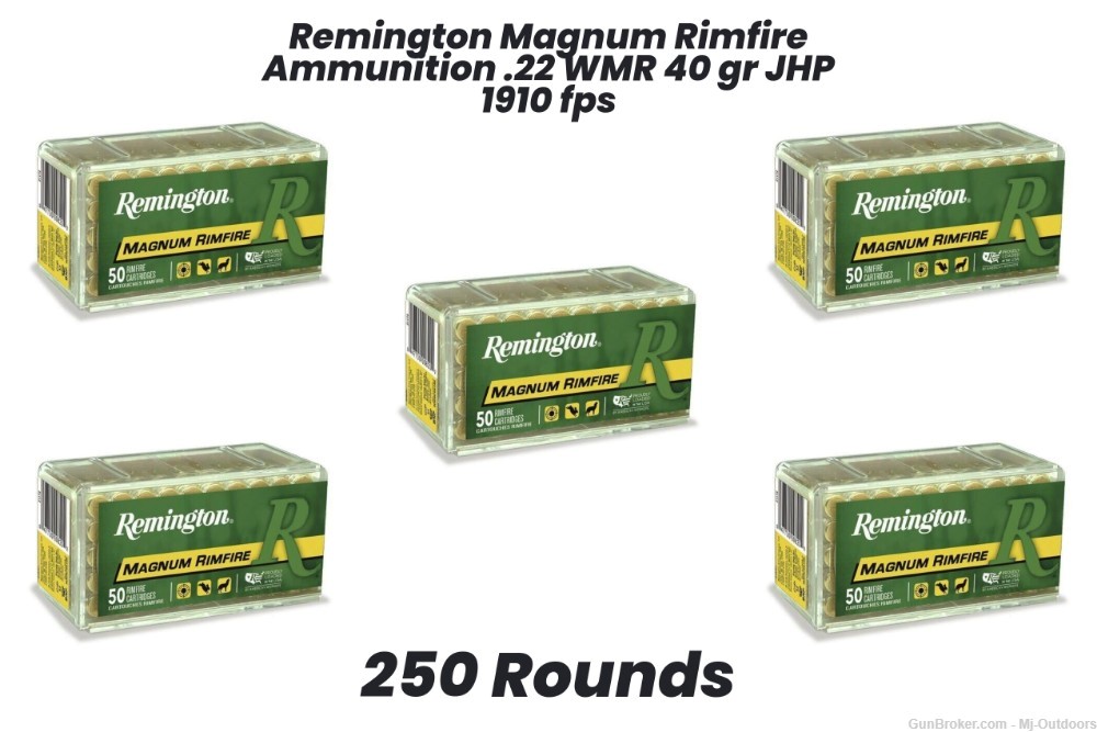 Remington Magnum Rimfire Ammunition .22 WMR 40 gr JHP 1910 fps 250rds-img-0