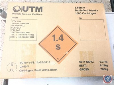UTM 5.56mm loud Battlefield Blank Round 1000 rounds now banned from import