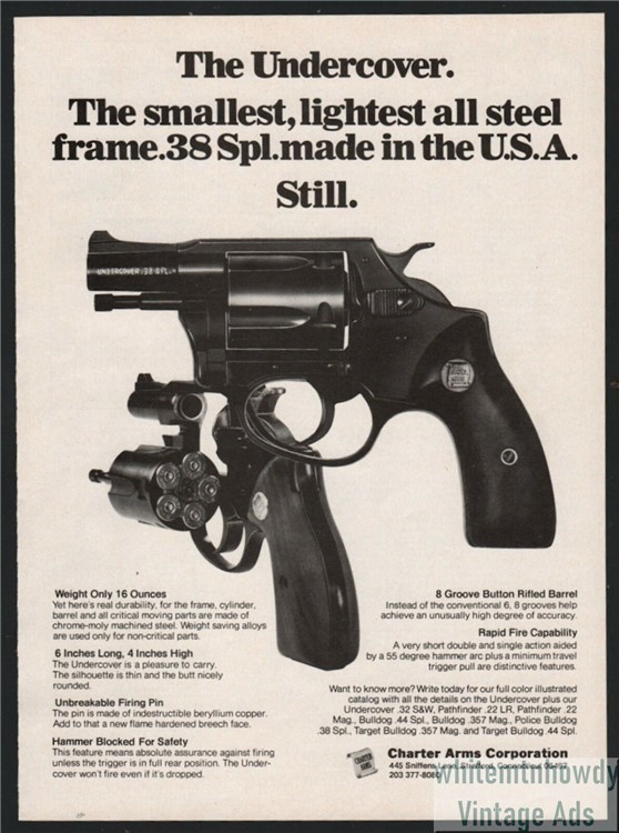 1979 CHARTER ARMS Undercover .38 Special Revolver PRINT AD Old Advertising-img-0
