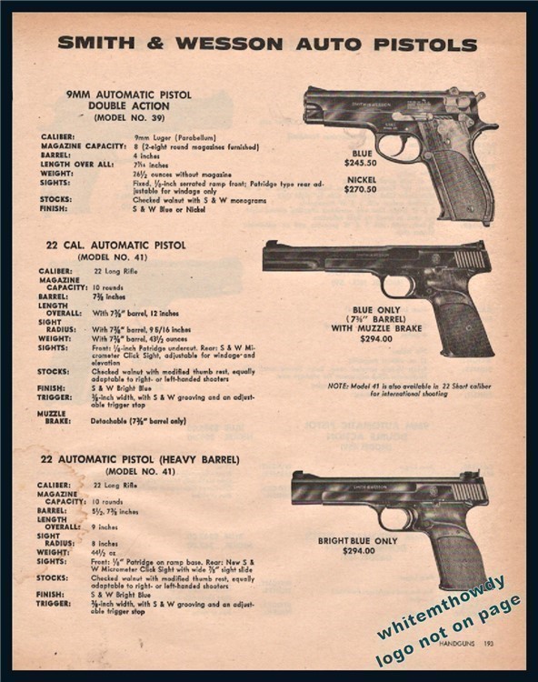 1981 SMITH  & WESSON Model 39, 41 Pistol PRINT AD-img-0