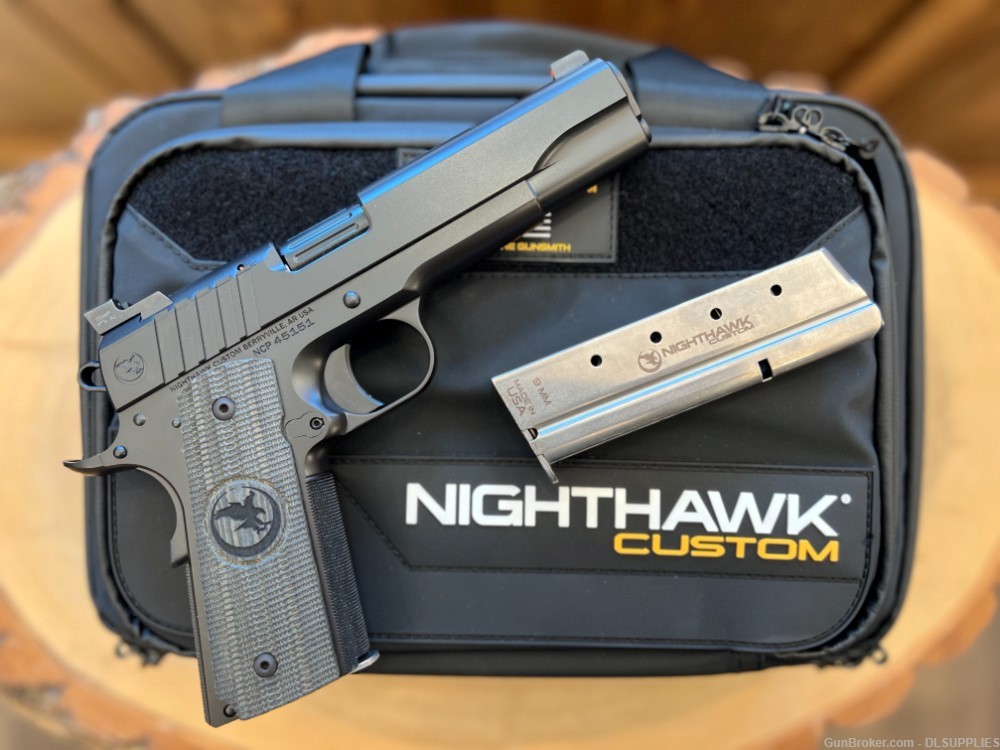 NIGHTHAWK 1911 TROOPER IOS GOVERNMENT BLACK NITRIDE BLACK-OUT 5" BBL 9MM-img-0