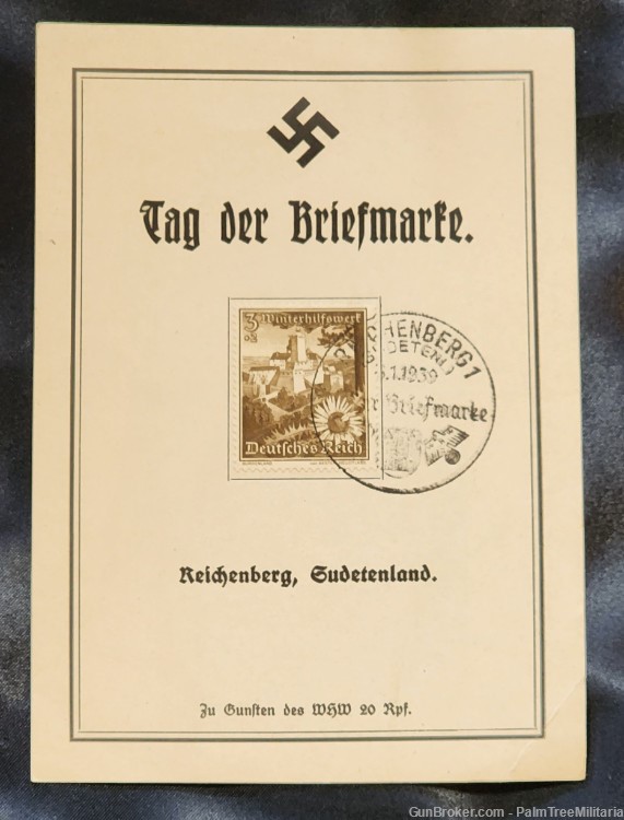 WWII WW2 German NSDAP Third Reich Propaganda swastika postcard stamp day-img-0
