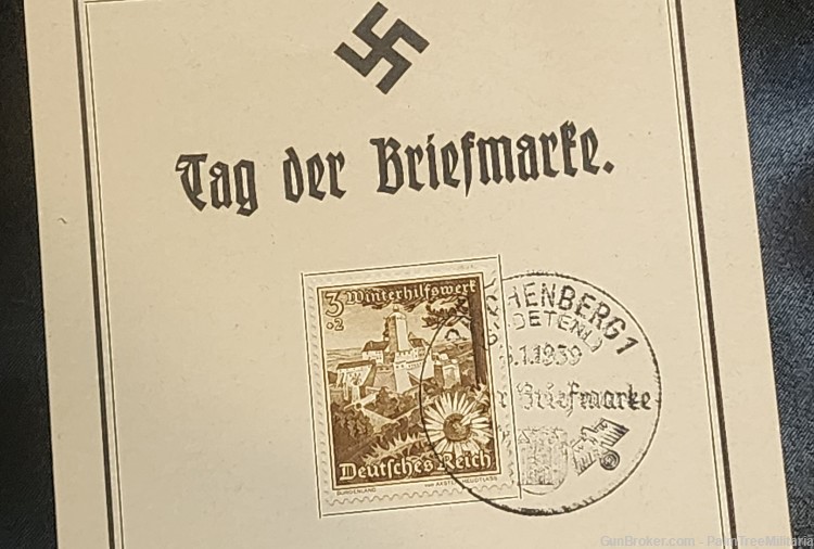 WWII WW2 German NSDAP Third Reich Propaganda swastika postcard stamp day-img-1