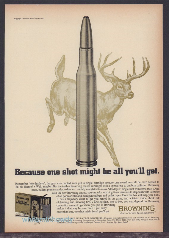 1971 BROWNING Ammunition Deer Hunting PRINT AD-img-0
