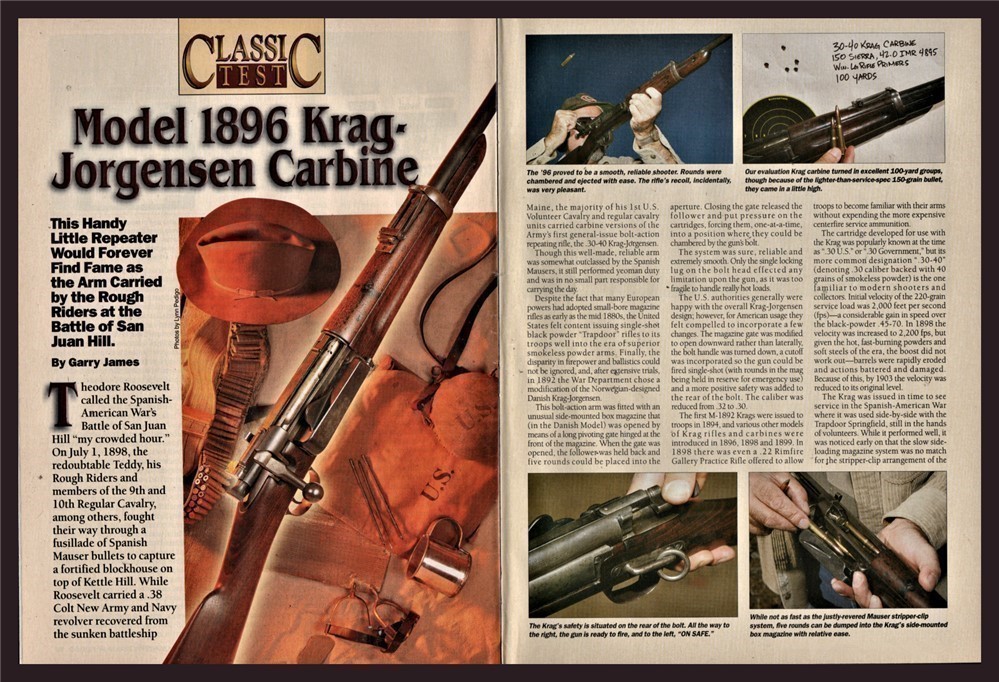 2000 KRAG-JORGENSEN 1896  Carbine 3-page Gun Test Evaluation Article-img-0