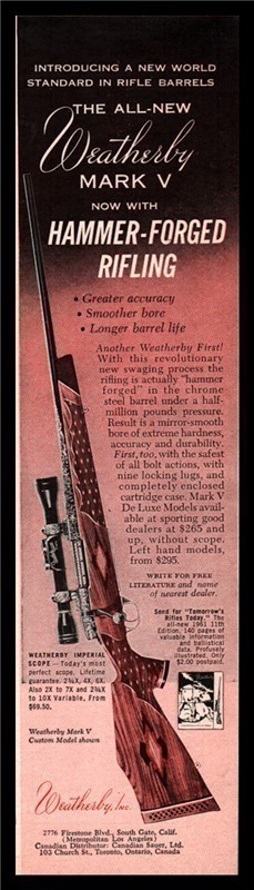 1960 WEATHERBY Mark V Rifle AD Gun Advertising-img-0